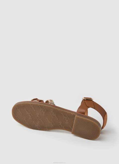 Pepe Jeans Irma Braided Leather Sandals Girl Tan Z22X1337