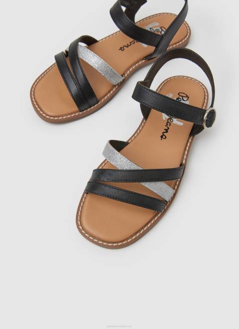 Pepe Jeans Irma Divine Leather Sandals Girl Black Z22X1336