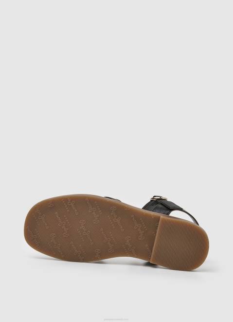 Pepe Jeans Irma Divine Leather Sandals Girl Black Z22X1336