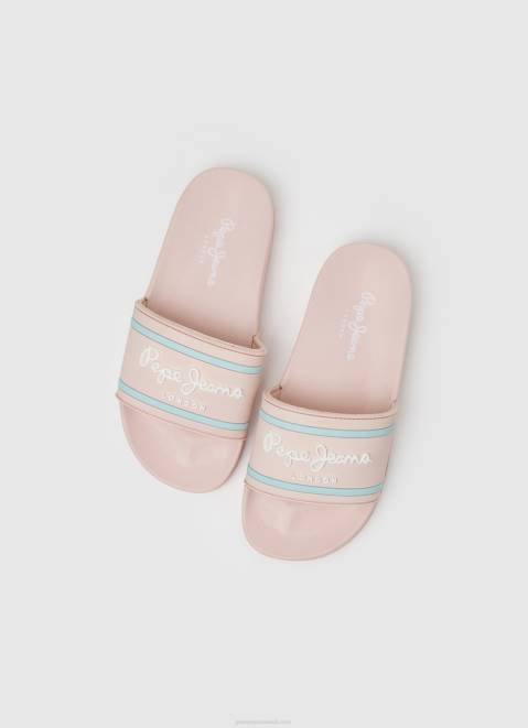 Pepe Jeans Slider Logo Beach Flip Flops Girl Light Pink Z22X1347