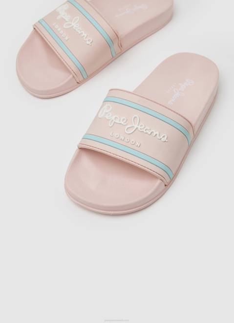Pepe Jeans Slider Logo Beach Flip Flops Girl Light Pink Z22X1347