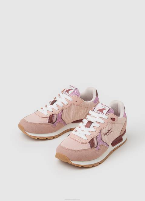 Pepe Jeans Brit Animal Combined Sneakers Girl Mauve Pink Z22X1329