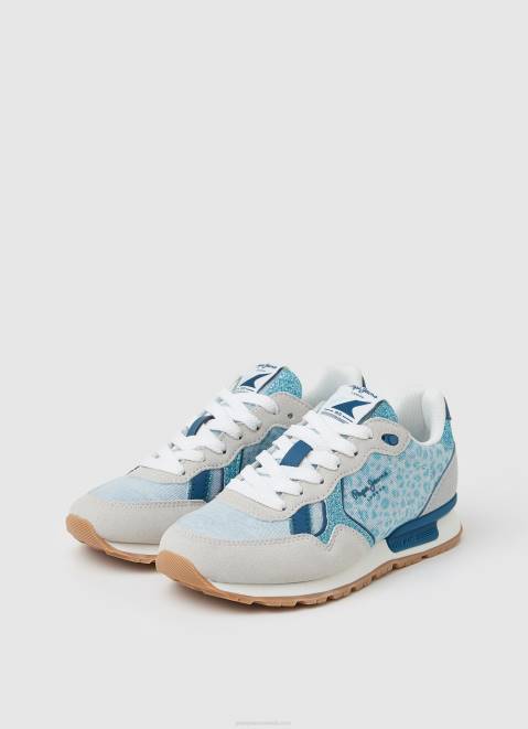 Pepe Jeans Brit Animal Combined Sneakers Girl Pacific Blue Z22X1328