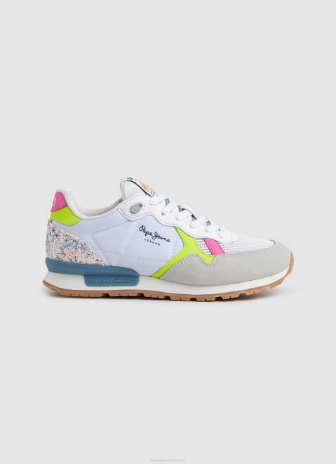 Pepe Jeans Brit Neon Combined Sneakers Girl White Z22X1316