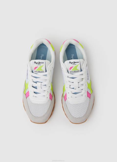 Pepe Jeans Brit Neon Combined Sneakers Girl White Z22X1316