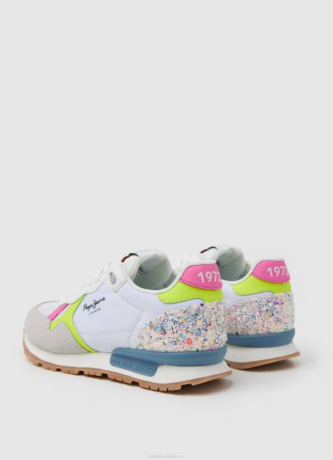 Pepe Jeans Brit Neon Combined Sneakers Girl White Z22X1316