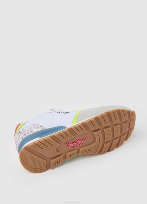 Pepe Jeans Brit Neon Combined Sneakers Girl White Z22X1316