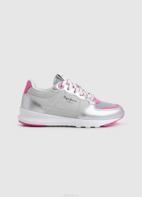 Pepe Jeans York Mettalic Running Sneakers Girl Silver Z22X1333