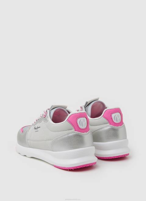 Pepe Jeans York Mettalic Running Sneakers Girl Silver Z22X1333