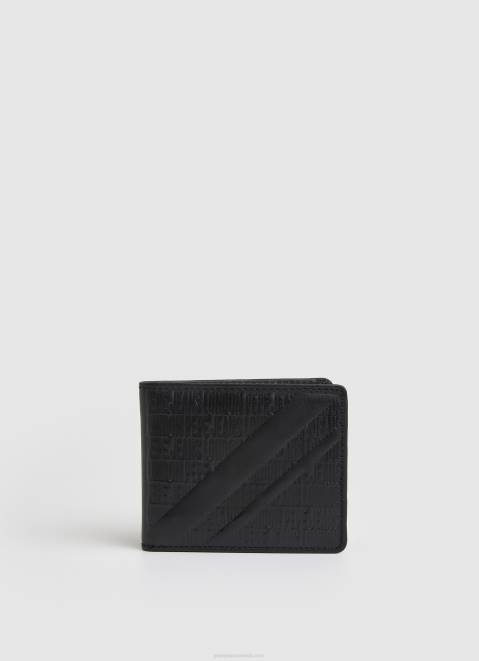 Pepe Jeans All Over Logo Leather Wallet Men Black Z22X1296