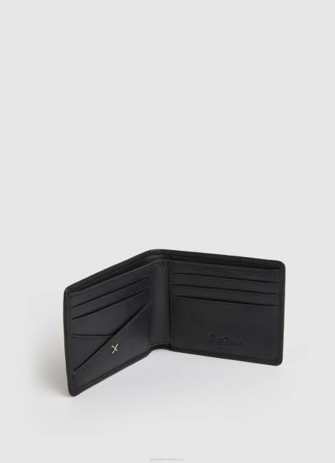 Pepe Jeans All Over Logo Leather Wallet Men Black Z22X1296