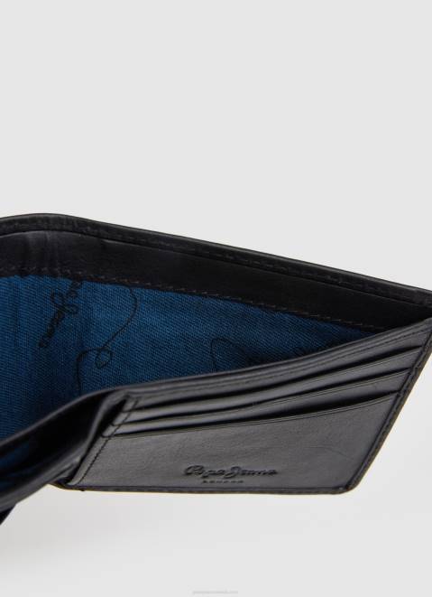 Pepe Jeans All Over Logo Leather Wallet Men Black Z22X1296
