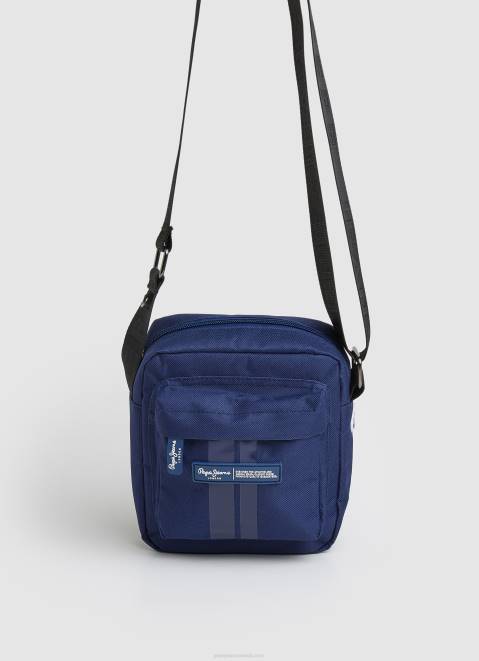 Pepe Jeans Embossed Logo Fabric Crossbody Bag Men Black Z22X1292