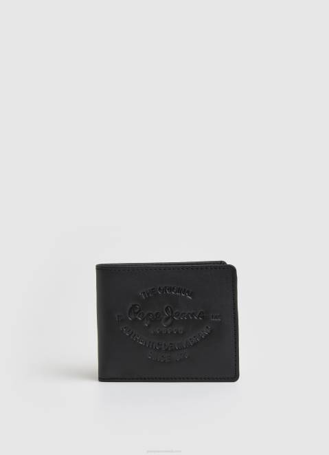 Pepe Jeans Engraved Logo Leather Wallet Men Black Z22X1298