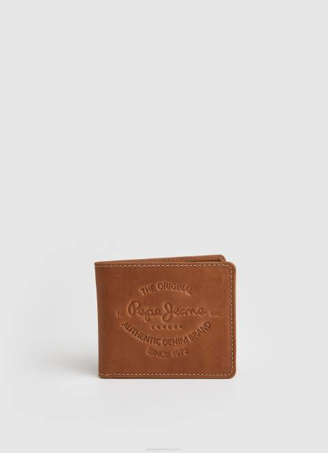 Pepe Jeans Engraved Logo Leather Wallet Men Tobacco Z22X1297