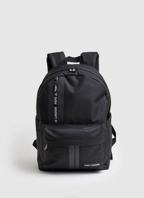 Pepe Jeans Fabric Backpack With Line Details Men Black Z22X1294