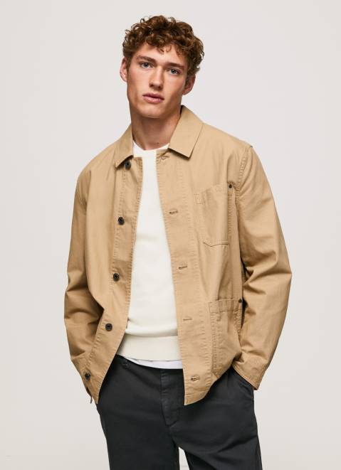Pepe Jeans Canvas Utility Jacket Men Camel Z22X827