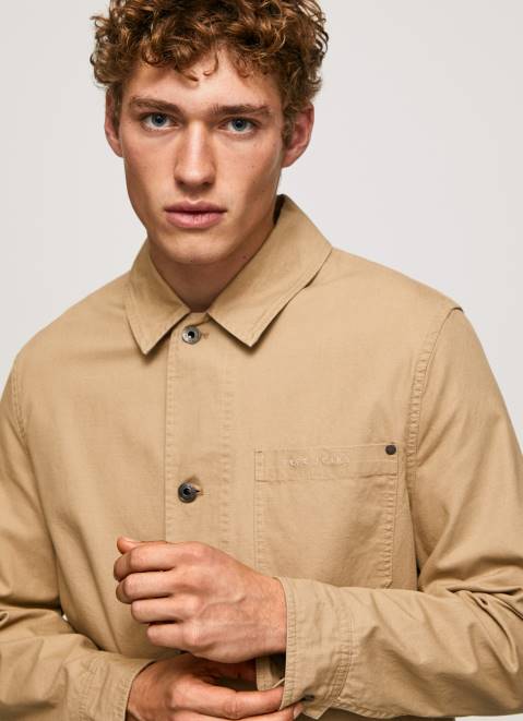 Pepe Jeans Canvas Utility Jacket Men Camel Z22X827