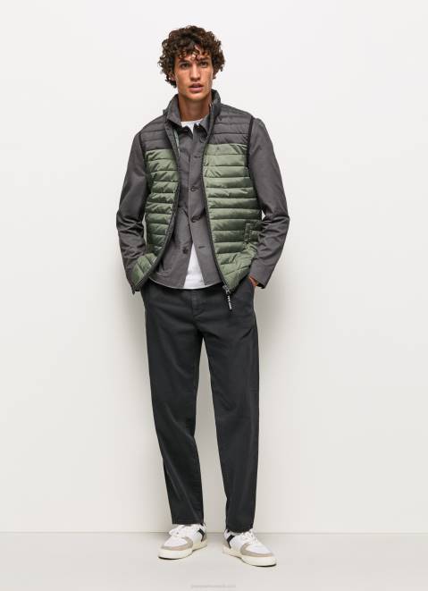 Pepe Jeans Colour Block Padded Waistcoat Men Washed Black Z22X840