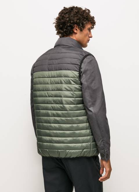 Pepe Jeans Colour Block Padded Waistcoat Men Washed Black Z22X840