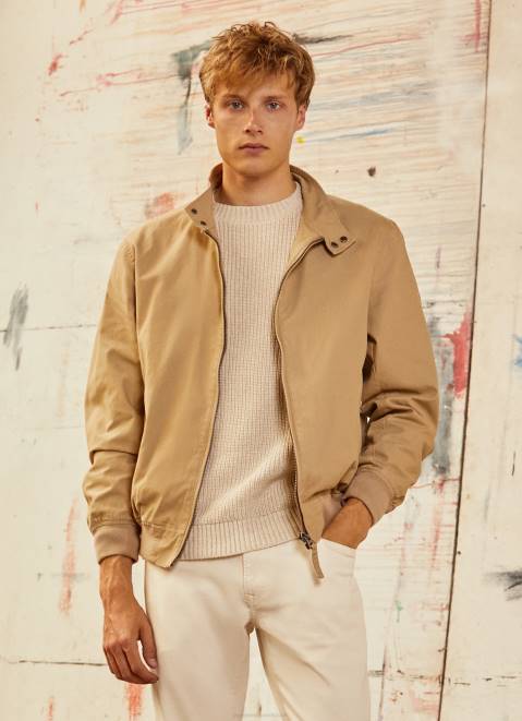 Pepe Jeans Cotton Harrington Jacket Men Camel Z22X830