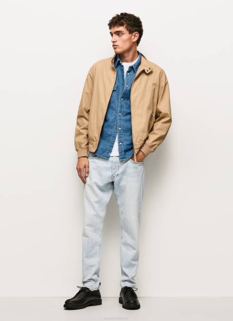 Pepe Jeans Cotton Harrington Jacket Men Camel Z22X830