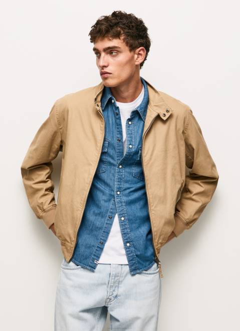Pepe Jeans Cotton Harrington Jacket Men Camel Z22X830