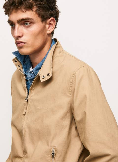 Pepe Jeans Cotton Harrington Jacket Men Camel Z22X830