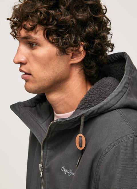 Pepe Jeans Fleece Lining Jacket Men Washed Black Z22X836
