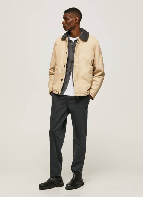 Pepe Jeans Short Puffer Canvas Jacket Men Stone Z22X838
