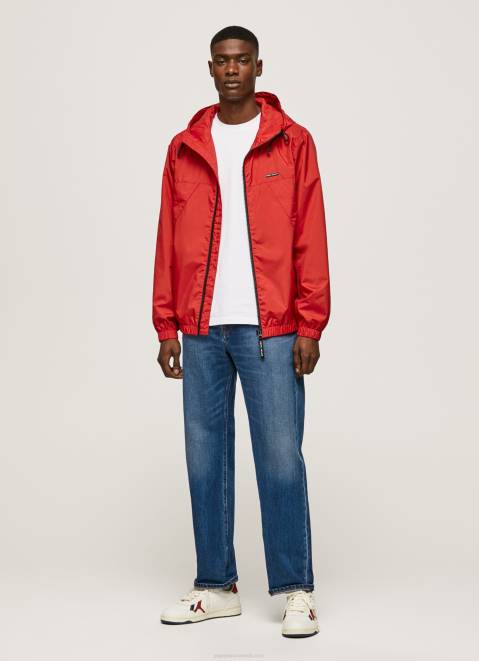 Pepe Jeans Windbreaker Jacket With Hood Men Studio Red Z22X824