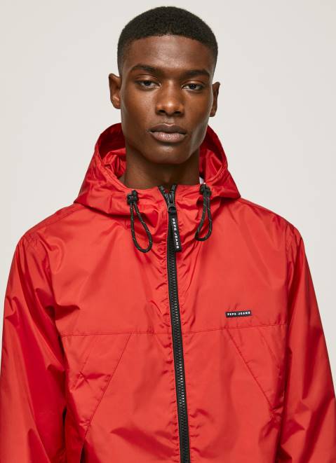 Pepe Jeans Windbreaker Jacket With Hood Men Studio Red Z22X824