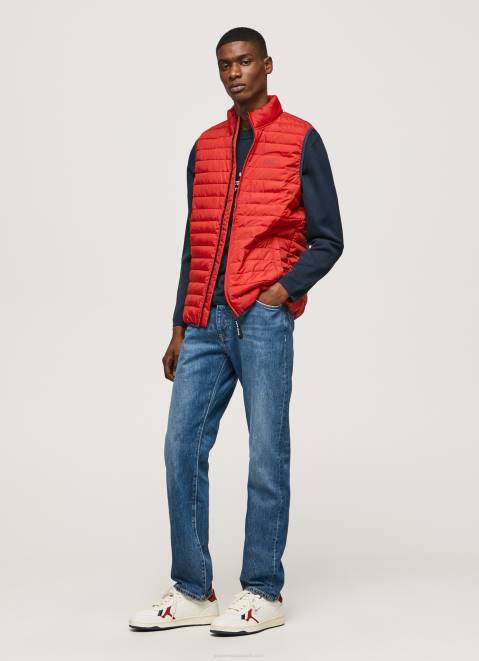 Pepe Jeans Zip Fastened Padded Waistcoat Men Studio Red Z22X843