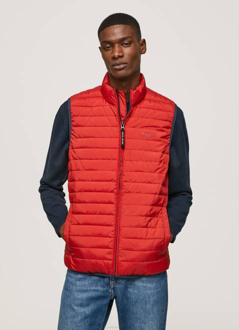 Pepe Jeans Zip Fastened Padded Waistcoat Men Studio Red Z22X843