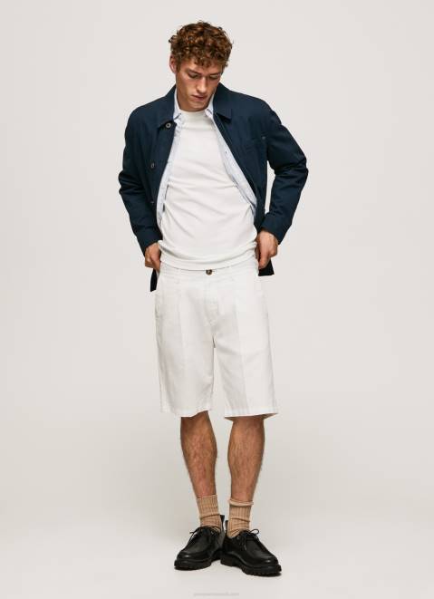 Pepe Jeans Arkin Chino Shorts With Pleats Men Ivory Z22X1128