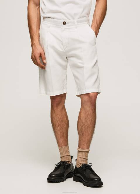 Pepe Jeans Arkin Chino Shorts With Pleats Men Ivory Z22X1128