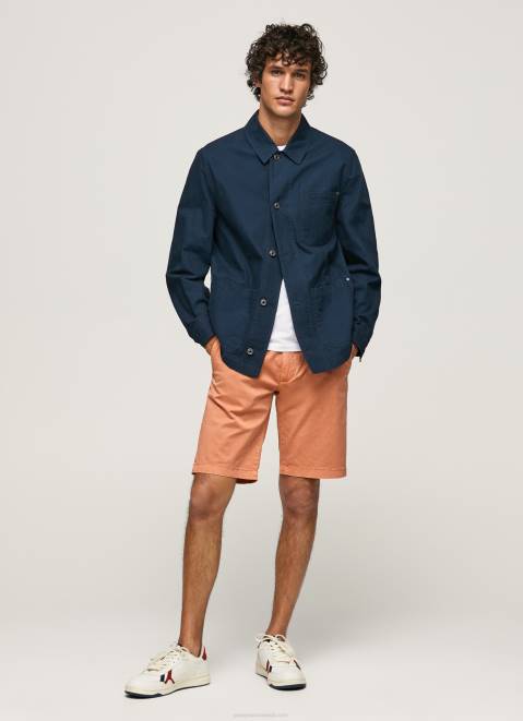 Pepe Jeans Cotton Chino Shorts Men Squash Orange Z22X1132