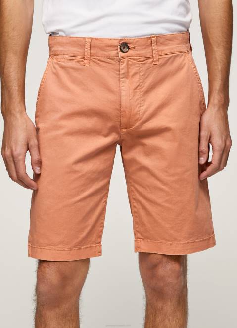 Pepe Jeans Cotton Chino Shorts Men Squash Orange Z22X1132