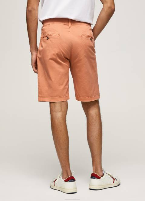 Pepe Jeans Cotton Chino Shorts Men Squash Orange Z22X1132
