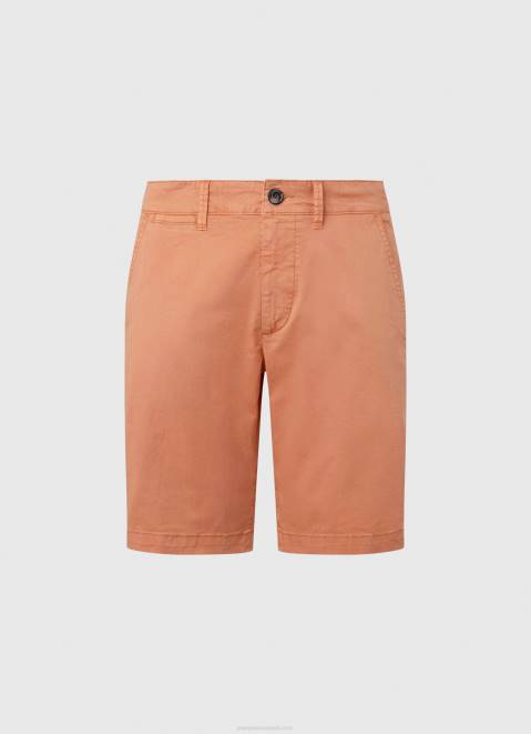 Pepe Jeans Cotton Chino Shorts Men Squash Orange Z22X1132