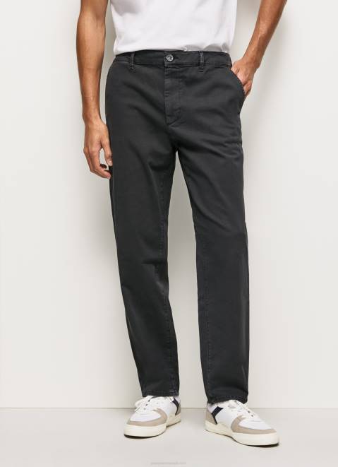 Pepe Jeans Loose Fit Chino Pants Men Washed Black Z22X1103