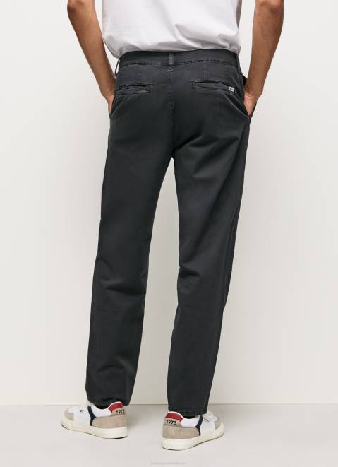Pepe Jeans Loose Fit Chino Pants Men Washed Black Z22X1103