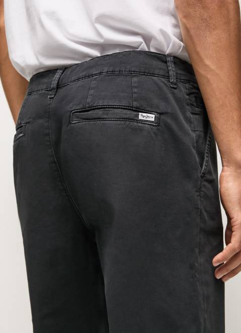 Pepe Jeans Loose Fit Chino Pants Men Washed Black Z22X1103