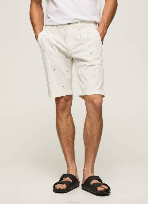Pepe Jeans Mc Queen Print Chino Shorts Men White Z22X1116