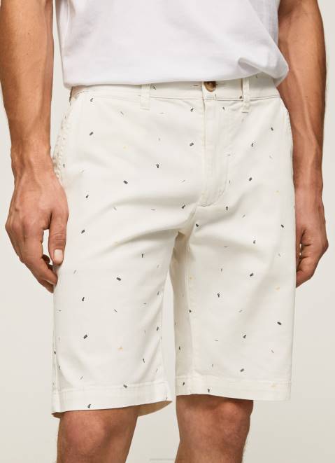 Pepe Jeans Mc Queen Print Chino Shorts Men White Z22X1116