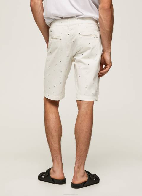 Pepe Jeans Mc Queen Print Chino Shorts Men White Z22X1116