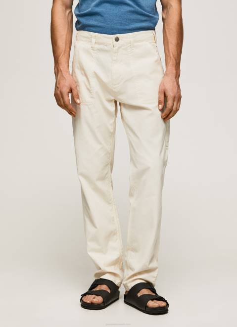 Pepe Jeans Newton Worker Cargo Pants Men Ivory Z22X1123