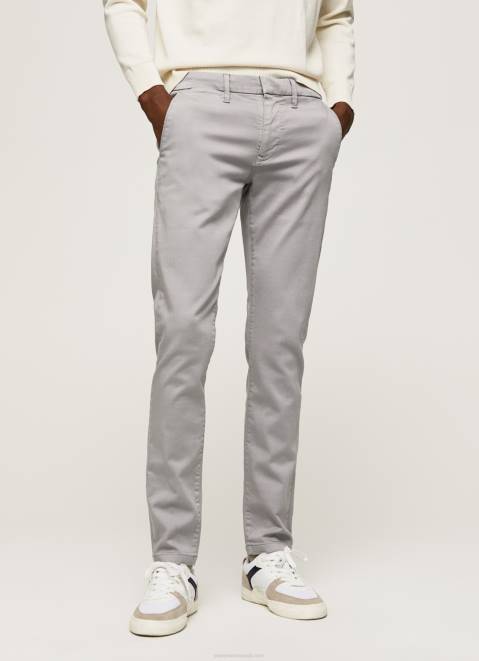 Pepe Jeans Slim James Chino Trousers Men Argent Z22X1110