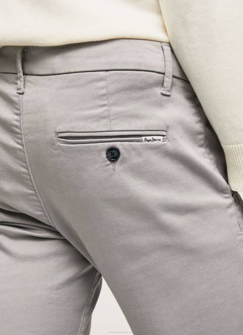 Pepe Jeans Slim James Chino Trousers Men Argent Z22X1110
