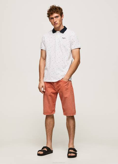 Pepe Jeans All-Over Print Pique Polo Shirt Men White Z22X1094